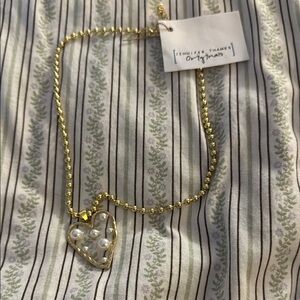 Jennifer Thames Originals Gold Heart Pearl Pendant Necklace